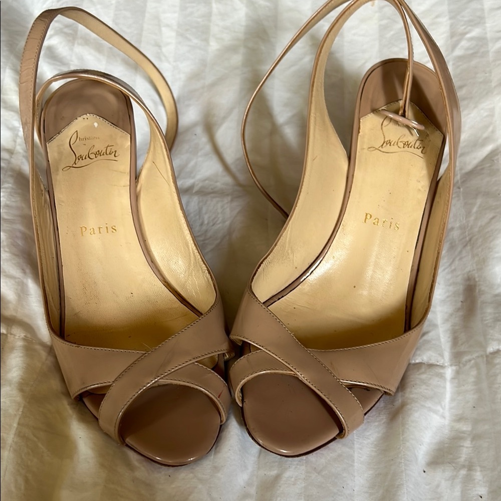 Christian Louboutin Tan Patent Leather Heels